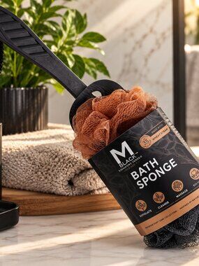M.Black Signature Series Men's Bath Sponge Wheat Straw Eco-Friendly New